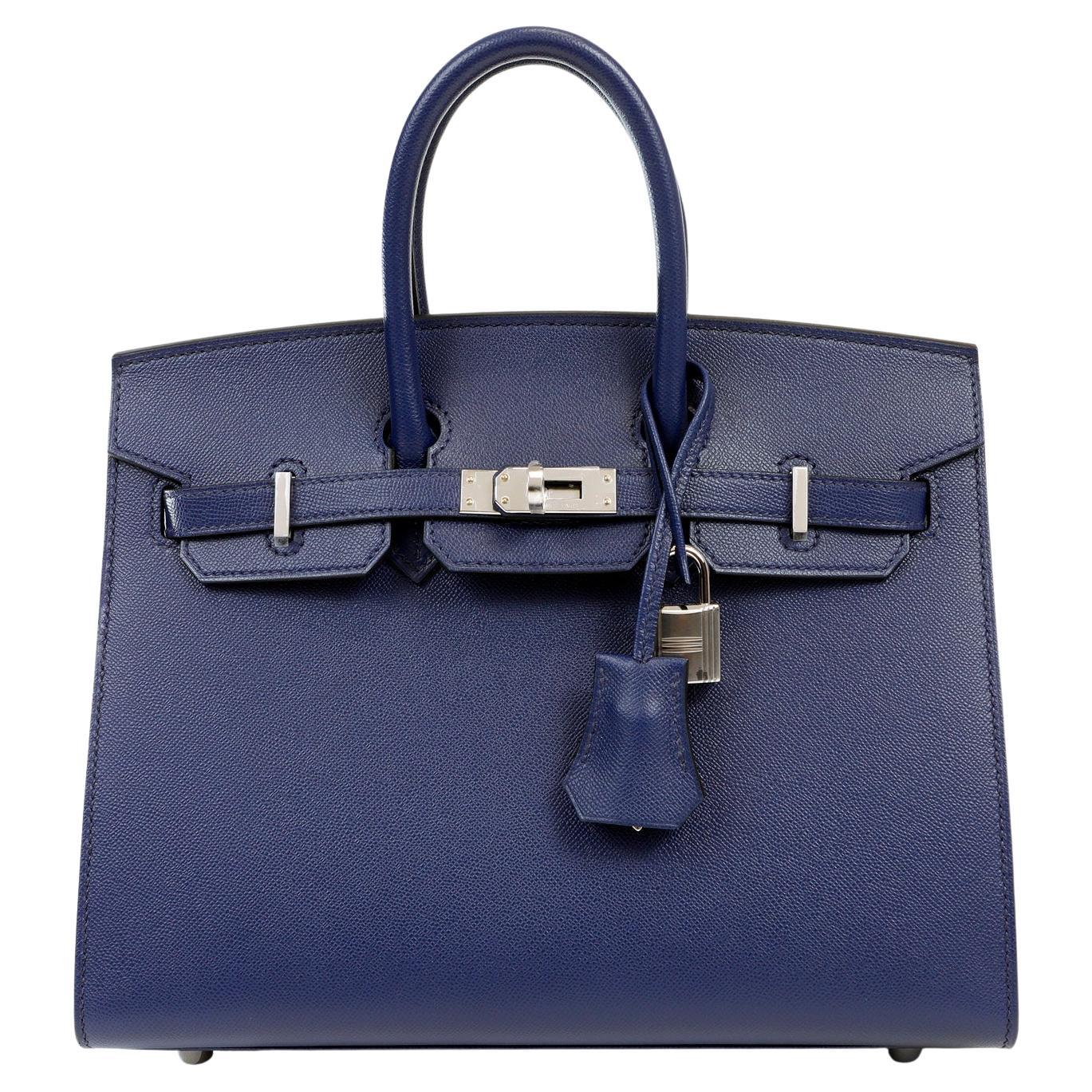 Hermès Navy Blue Epsom 25 cm Sellier Birkin