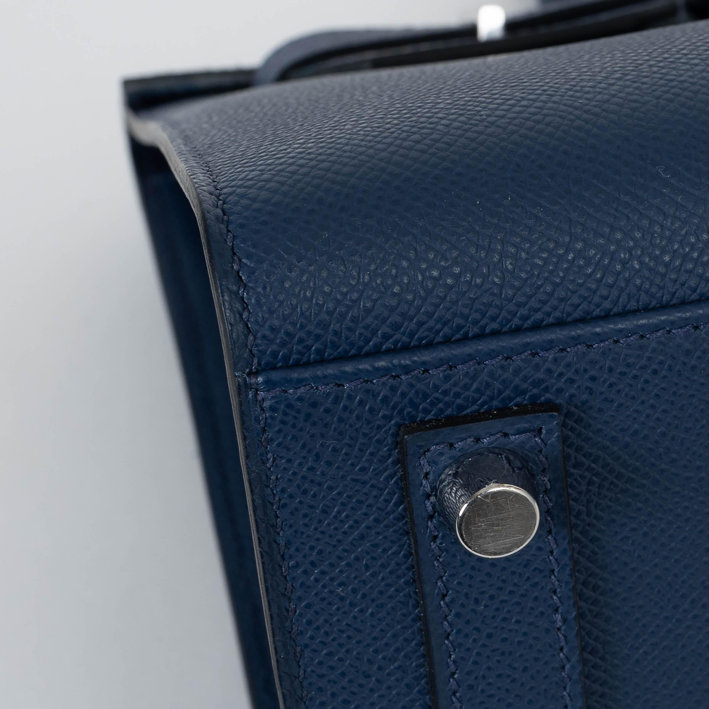 HERMES Navy blue Epsom leather BIRKIN 30 SELLIER Bag Phw For Sale 5