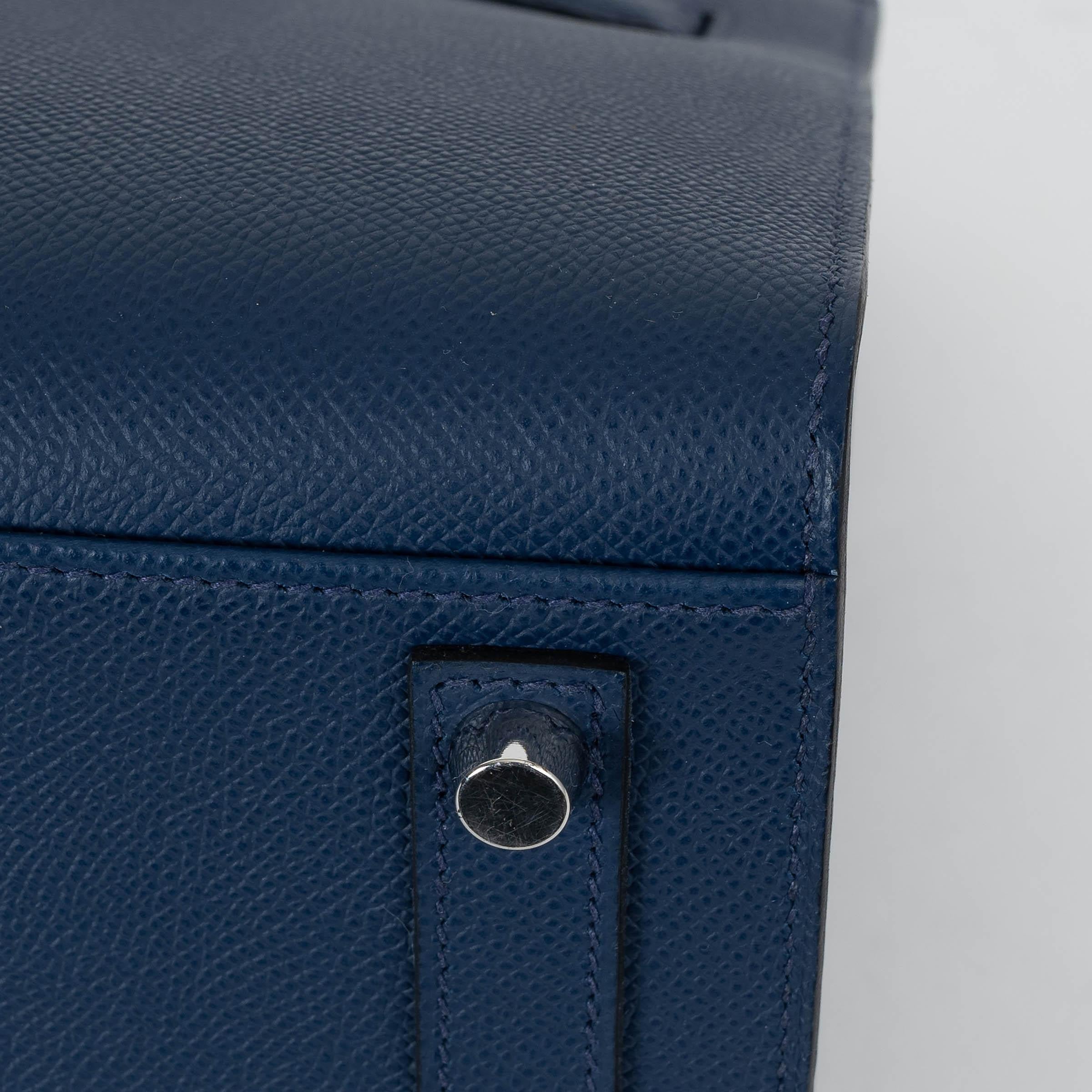 HERMES Navy blue Epsom leather BIRKIN 30 SELLIER Bag Phw For Sale 7