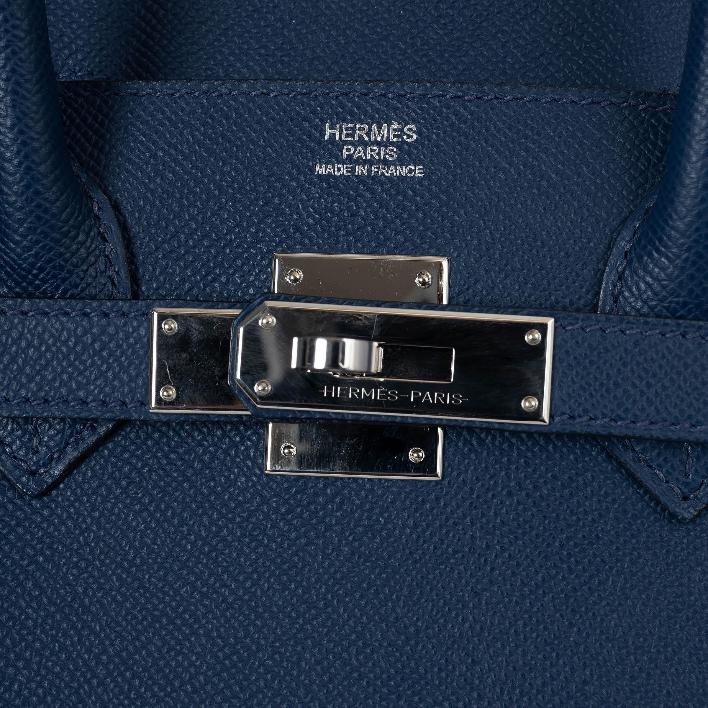 HERMES Navy blue Epsom leather BIRKIN 30 SELLIER Bag Phw For Sale 1
