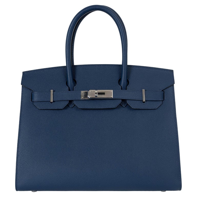 HERMES Pelle blu navy Epsom BIRKIN 30 SELLIER Borsa Phw su 1stDibs