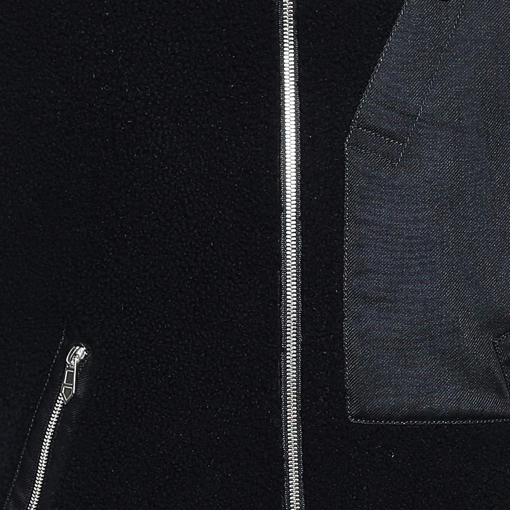 Men's Hermes Navy Blue Fur & Twill Paneled Zipped Sleeveless Vest L