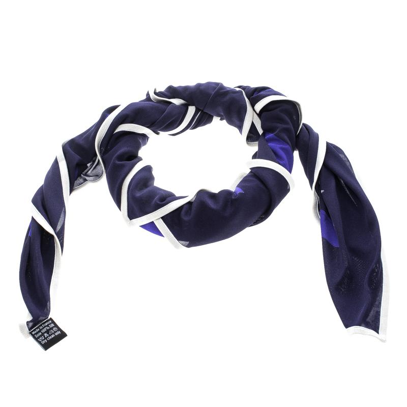 Hermes Navy Blue Mors et Filets Printed Silk Jersey Scarf