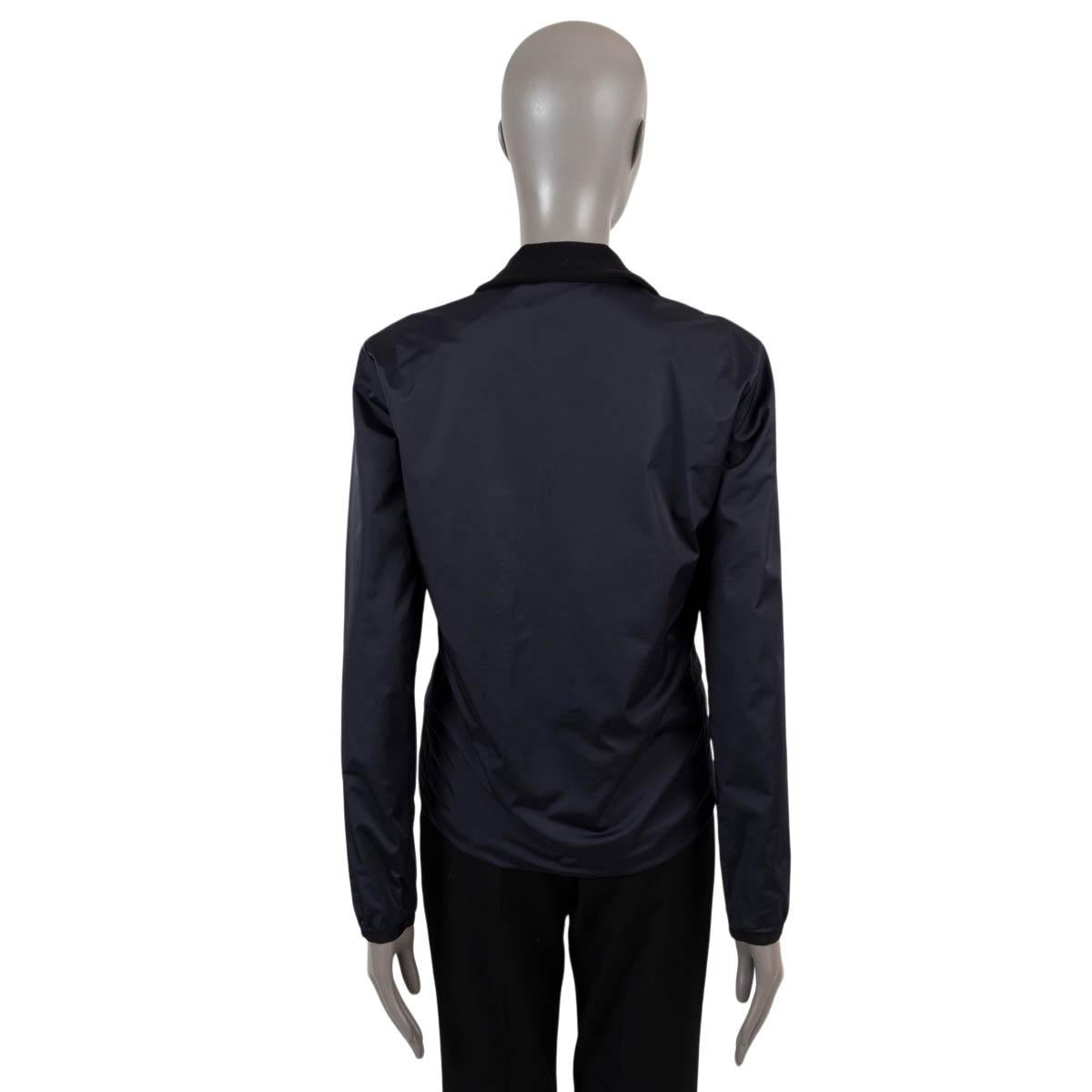 HERMES navy blue nylon FLEECE LINED Windbreaker Jacket XL In Excellent Condition For Sale In Zürich, CH