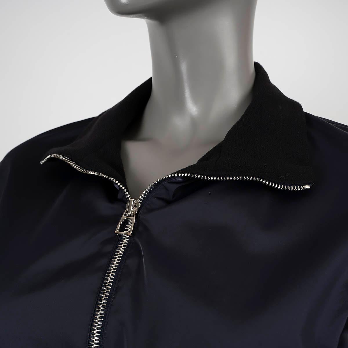 HERMES navy blue nylon FLEECE LINED Windbreaker Jacket XL For Sale 1