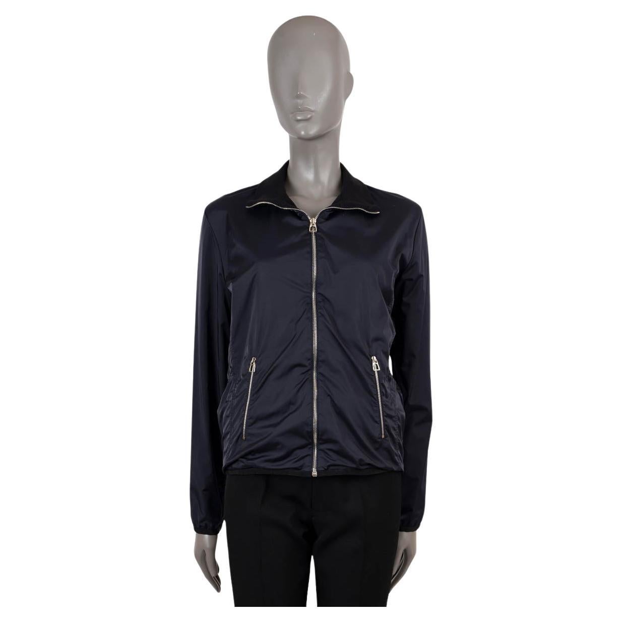 HERMES navy blue nylon FLEECE LINED Windbreaker Jacket XL For Sale