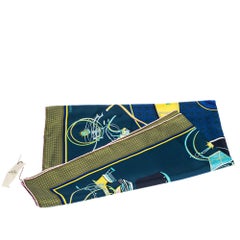 Hermes Navy Blue & Olive Transformation Cars Silk Twill Square Scarf