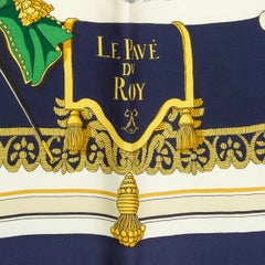 HERMES navy blue silk VERSAILLES LE PAVE DU ROY 90 TWILL Scarf
