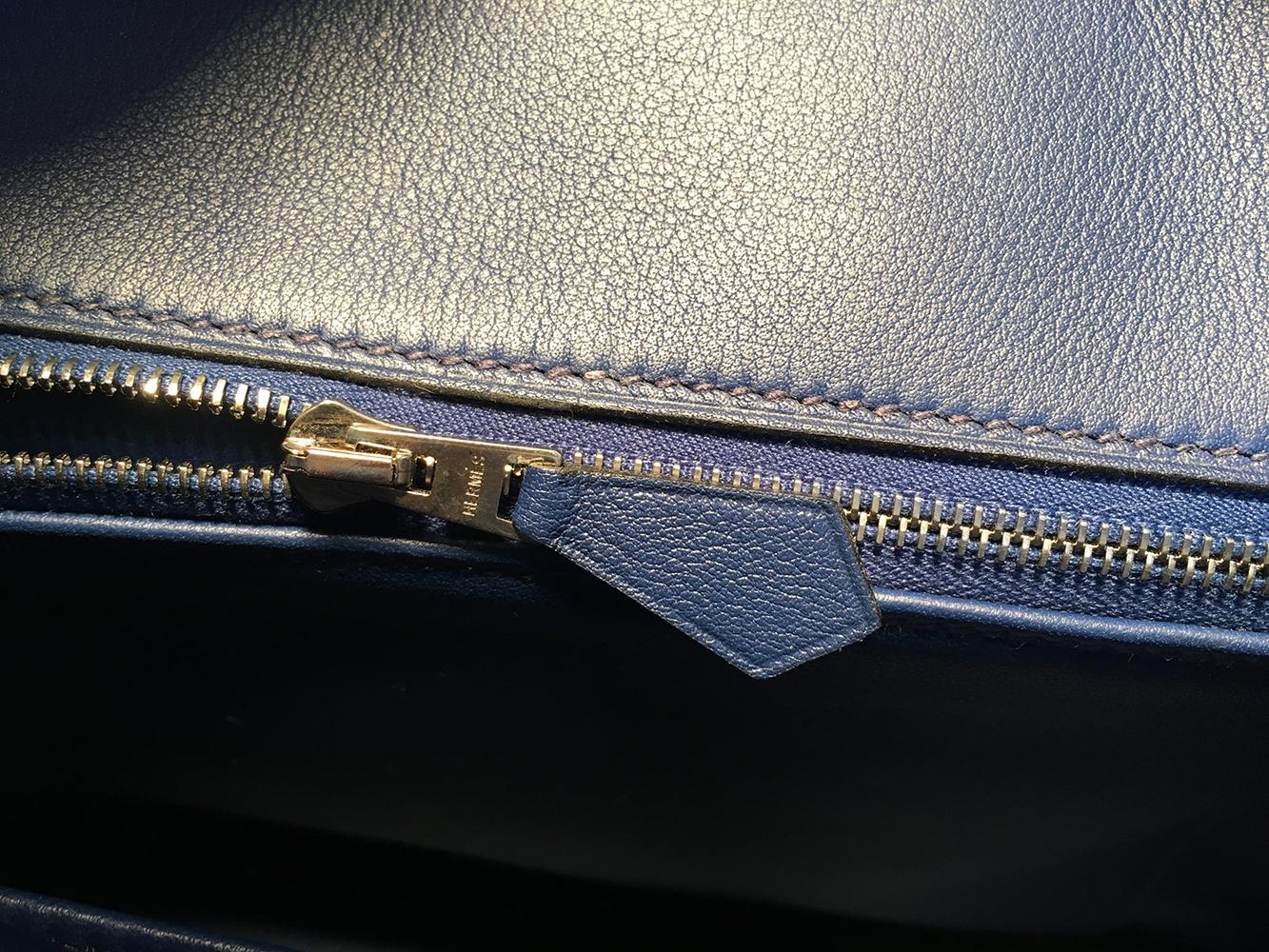 Hermes Navy Blue Swift Leather 25cm Birkin Bag PHW 2