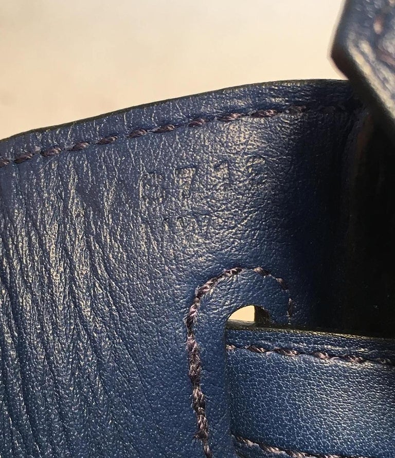 Hermès Pebble Blue Swift Leather 25 cm Birkin Bag For Sale at 1stDibs