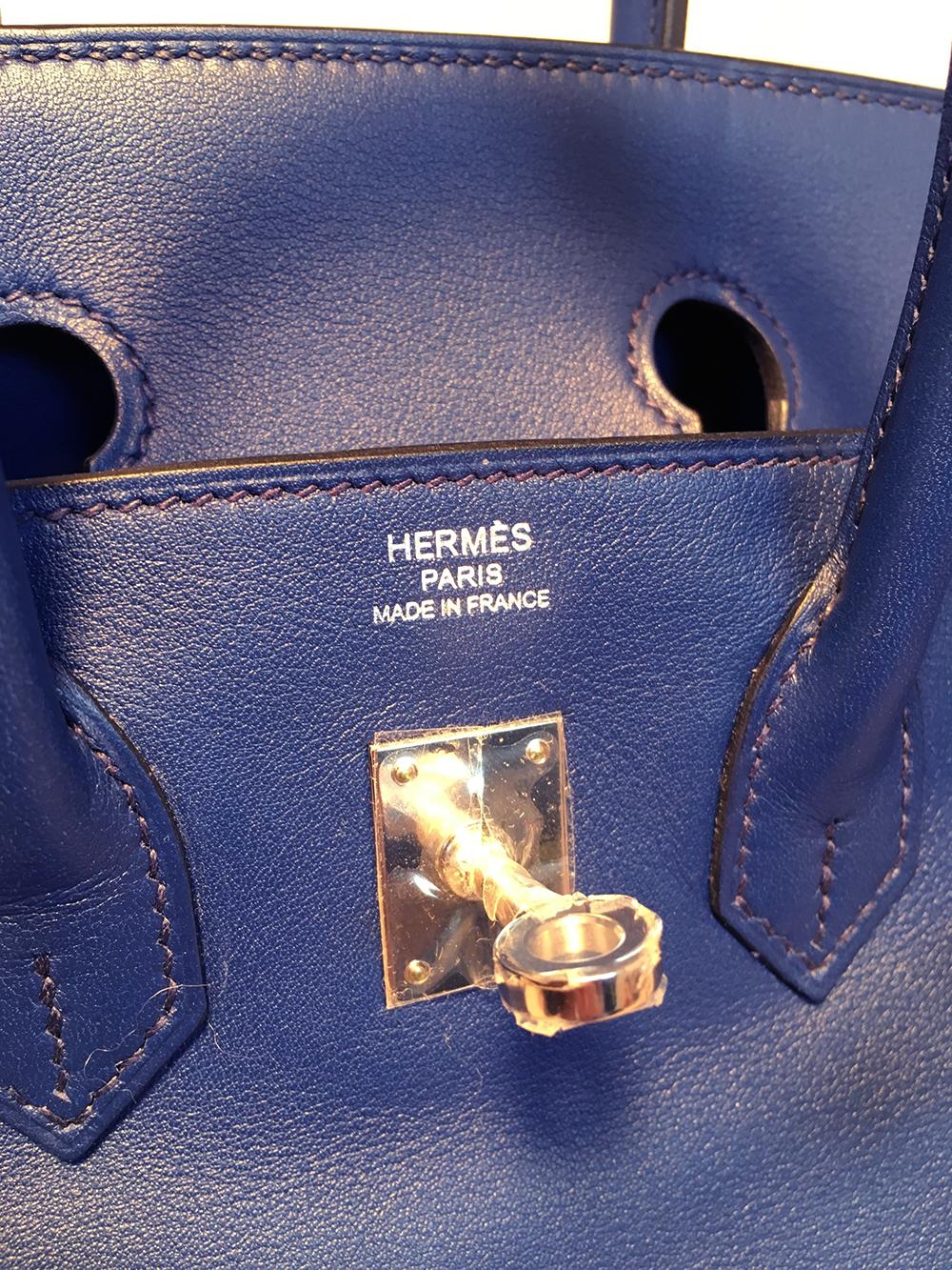 Women's Hermes Navy Blue Swift Leather 25cm Birkin Bag PHW
