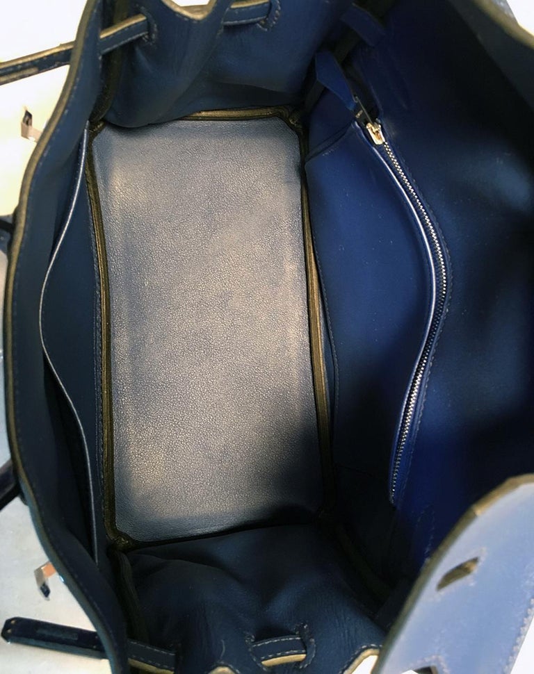 Birkin 25 leather handbag Hermès Blue in Leather - 33011767