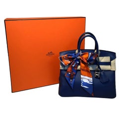 Hermes Navy Blue Swift Leather 25cm Birkin Bag PHW