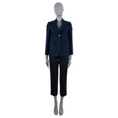 HERMES navy blue wool OVERSIZED LAPEL Blazer Jacket 34 XXS