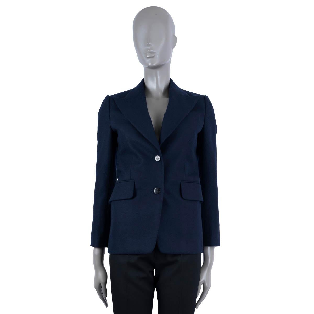 HERMES navy blue wool OVERSIZED LAPEL Blazer Jacket 34 XXS In Excellent Condition For Sale In Zürich, CH
