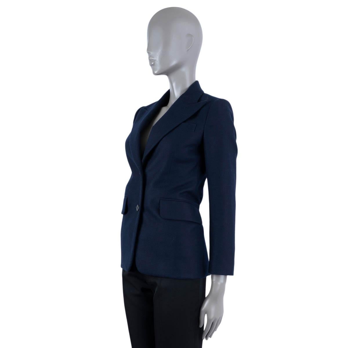 Women's HERMES navy blue wool OVERSIZED LAPEL Blazer Jacket 34 XXS For Sale
