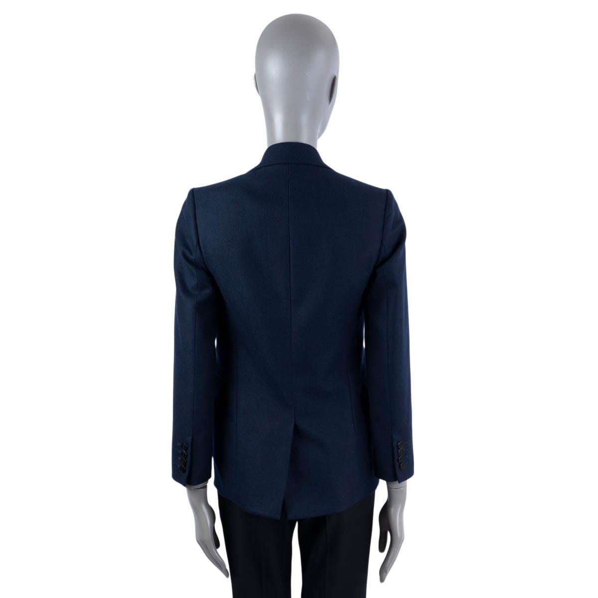 HERMES navy blue wool OVERSIZED LAPEL Blazer Jacket 34 XXS For Sale 1