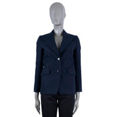 HERMES Giacca blazer in lana blu navy OVERSIZED LAPEL 34 XXS
