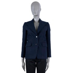 HERMES navy blue wool OVERSIZED LAPEL Blazer Jacket 34 XXS