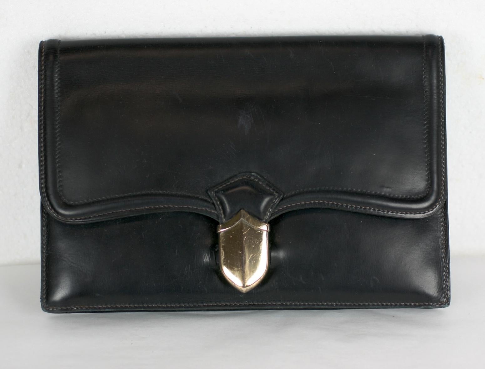 Hermes classic vintage navy calf  leather 
