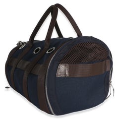 Hermès Navy Canvas Dog Carrier PHW