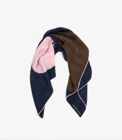 Hermès Navy, Chocolate & Pink Silk Façonné Graphique 70 Scarf