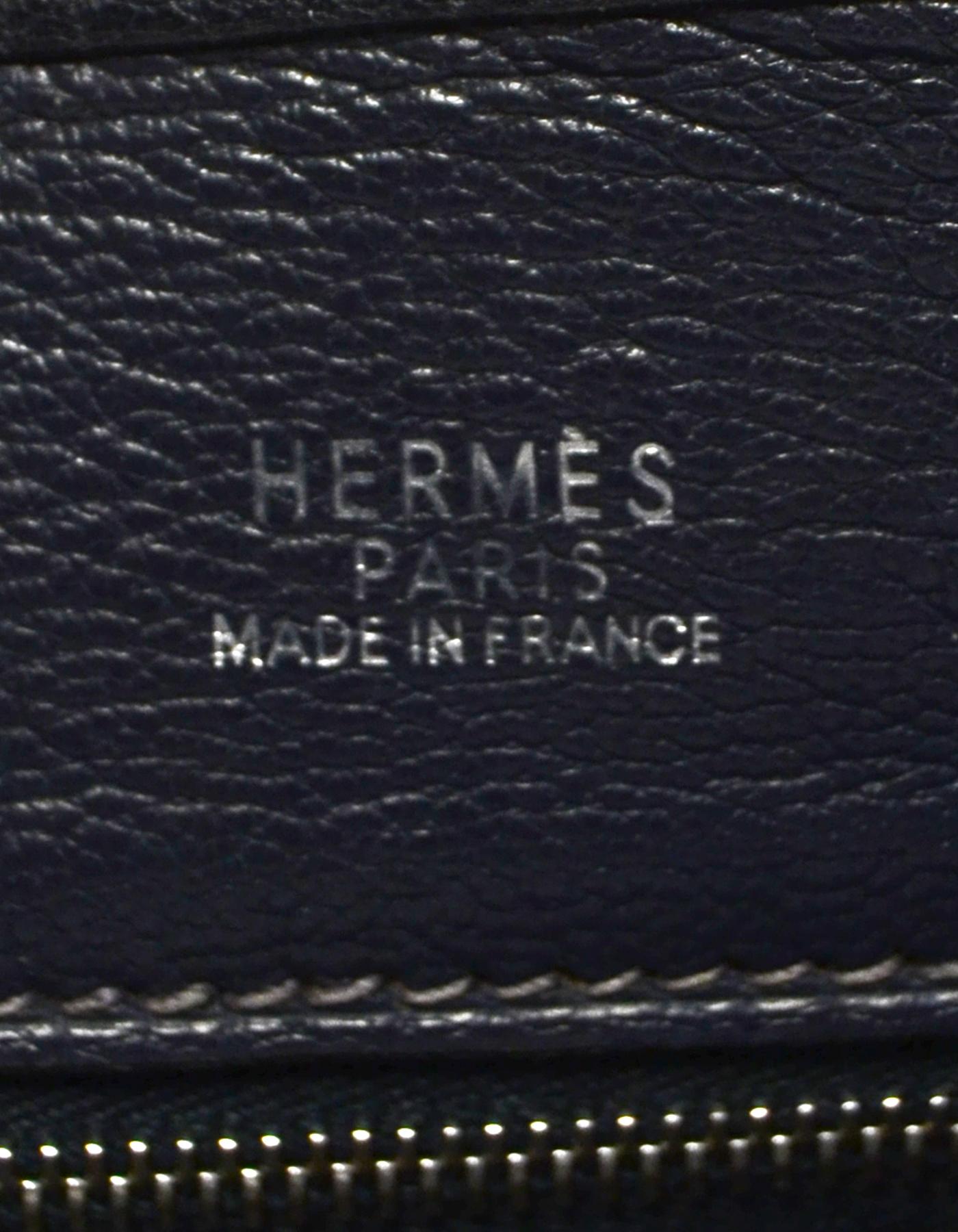 Hermes Navy Clemence Leather Shoulder Bag 5