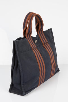 Hermes Navy Cotton Canvas Toto PM Tote Bag
