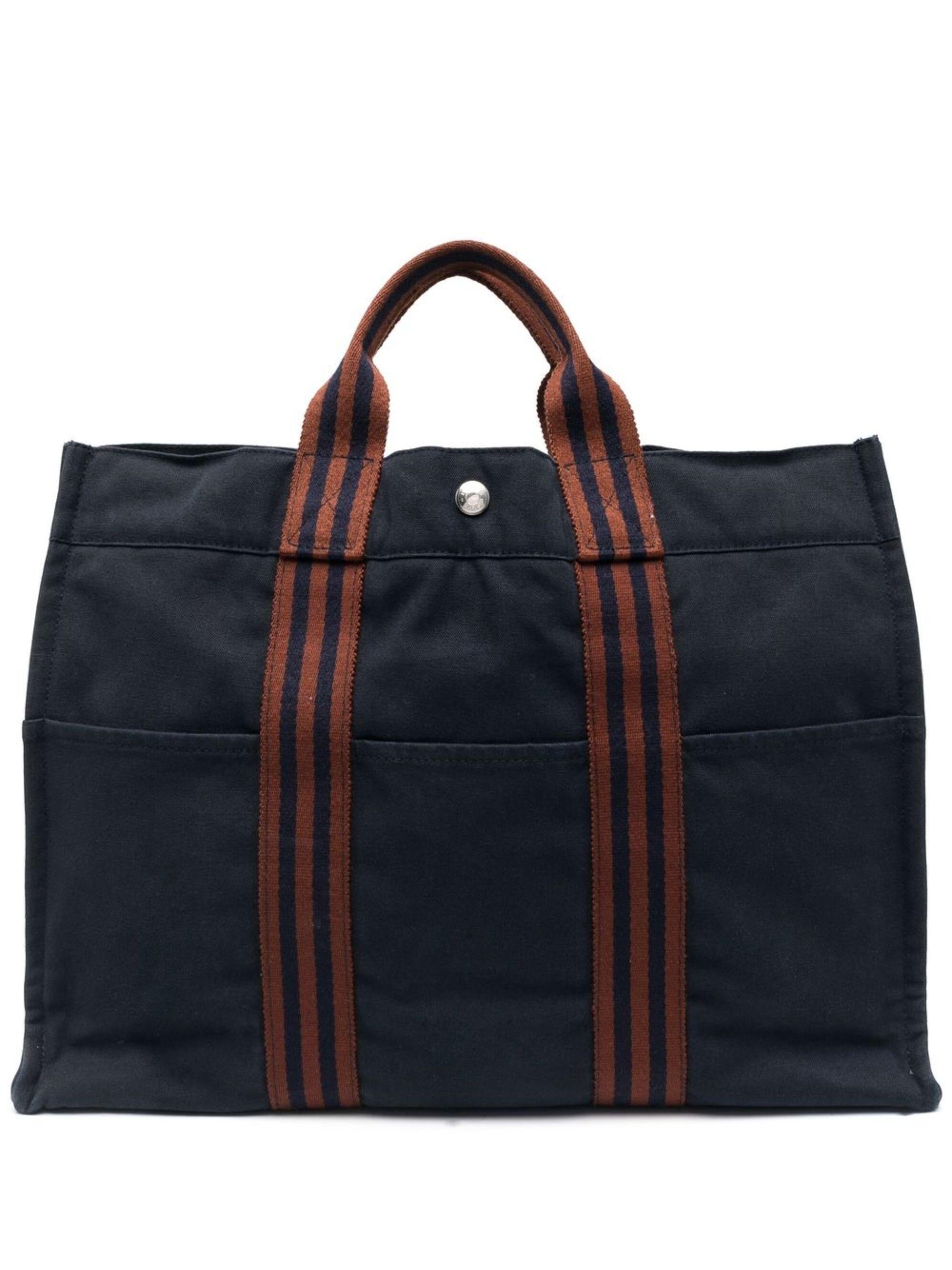 Hermes Navy cotton Toto Medium Tote Bag For Sale 2