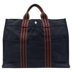 Hermes Navy Baumwolle Toto Medium Tote Bag
