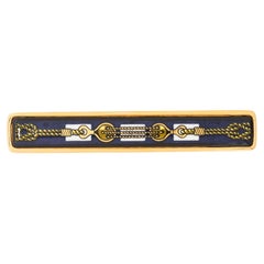 Hermes Navy Enamel Brooch