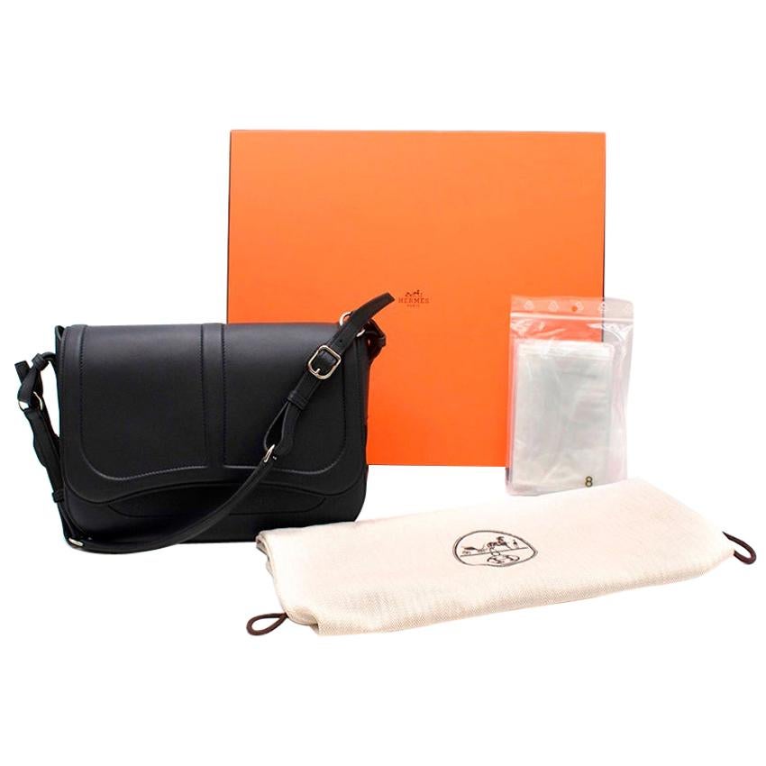 Hermes Navy Epsom & Swift Leather Harnais Bag PHW For Sale