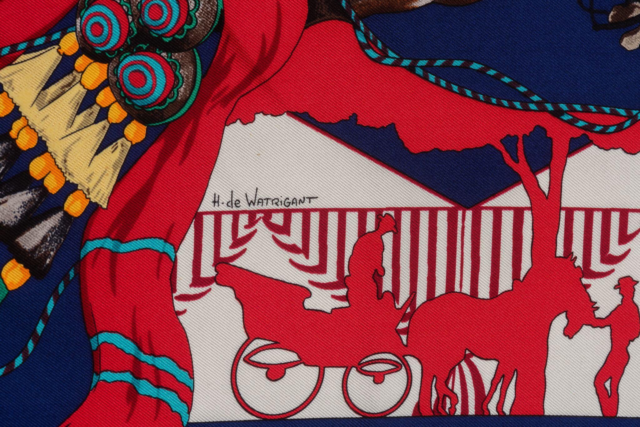 Hermes Navy Feria de Sevilla Silk Scarf In Excellent Condition For Sale In West Hollywood, CA