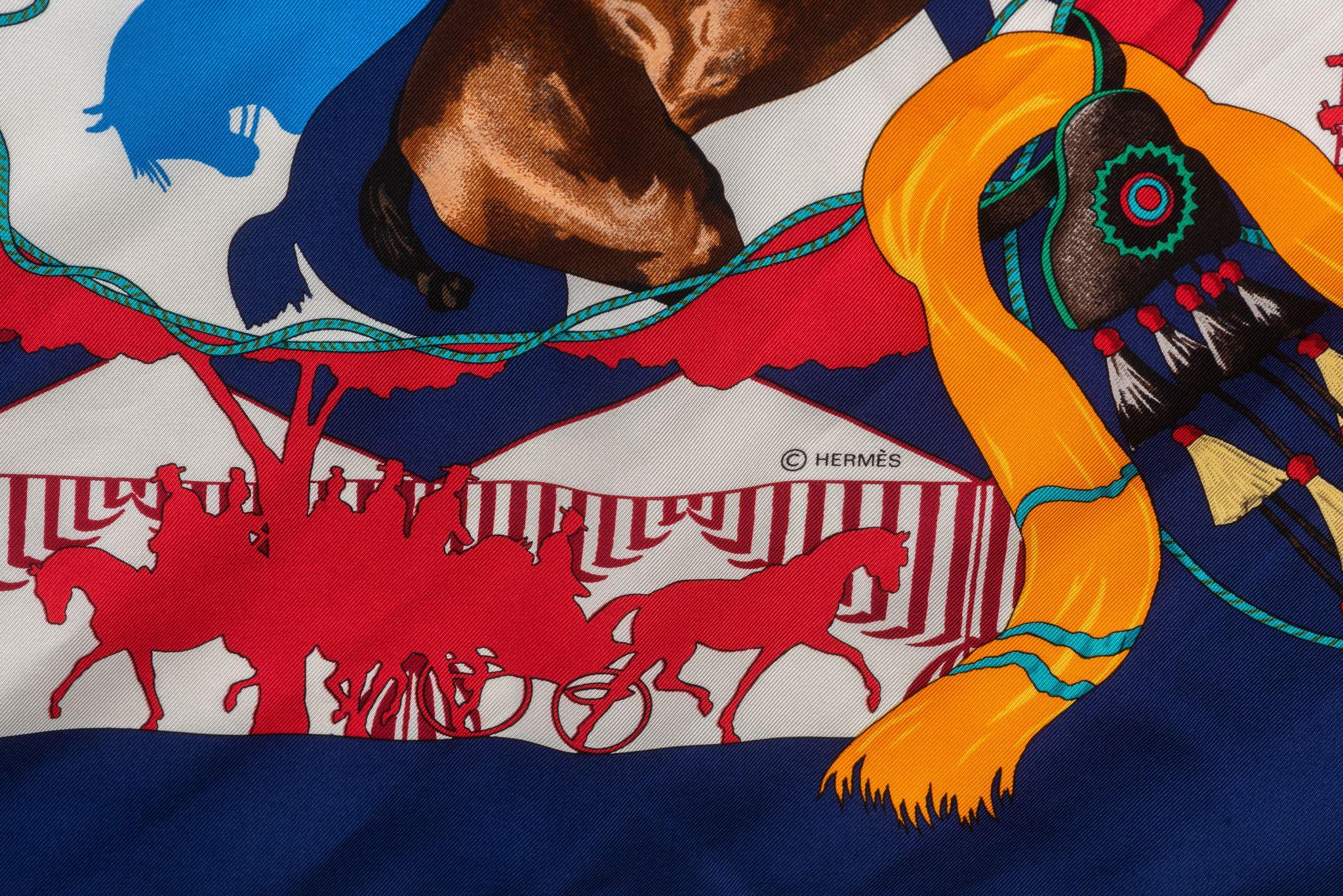 Women's or Men's Hermes Navy Feria de Sevilla Silk Scarf For Sale