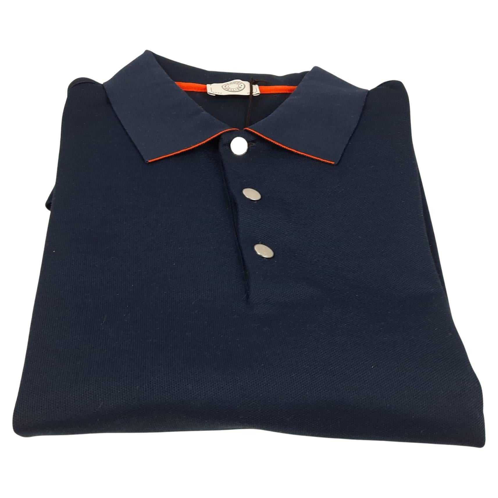 Hermes Carbone "Piqures Sellier" polo shirt For Sale at 1stDibs
