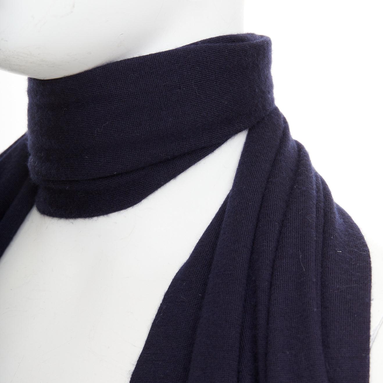 HERMES Marinegrauer Kaschmir-Seiden-Wendeschal mit H-Anagramm, langes Jersey-Tuch im Angebot 2