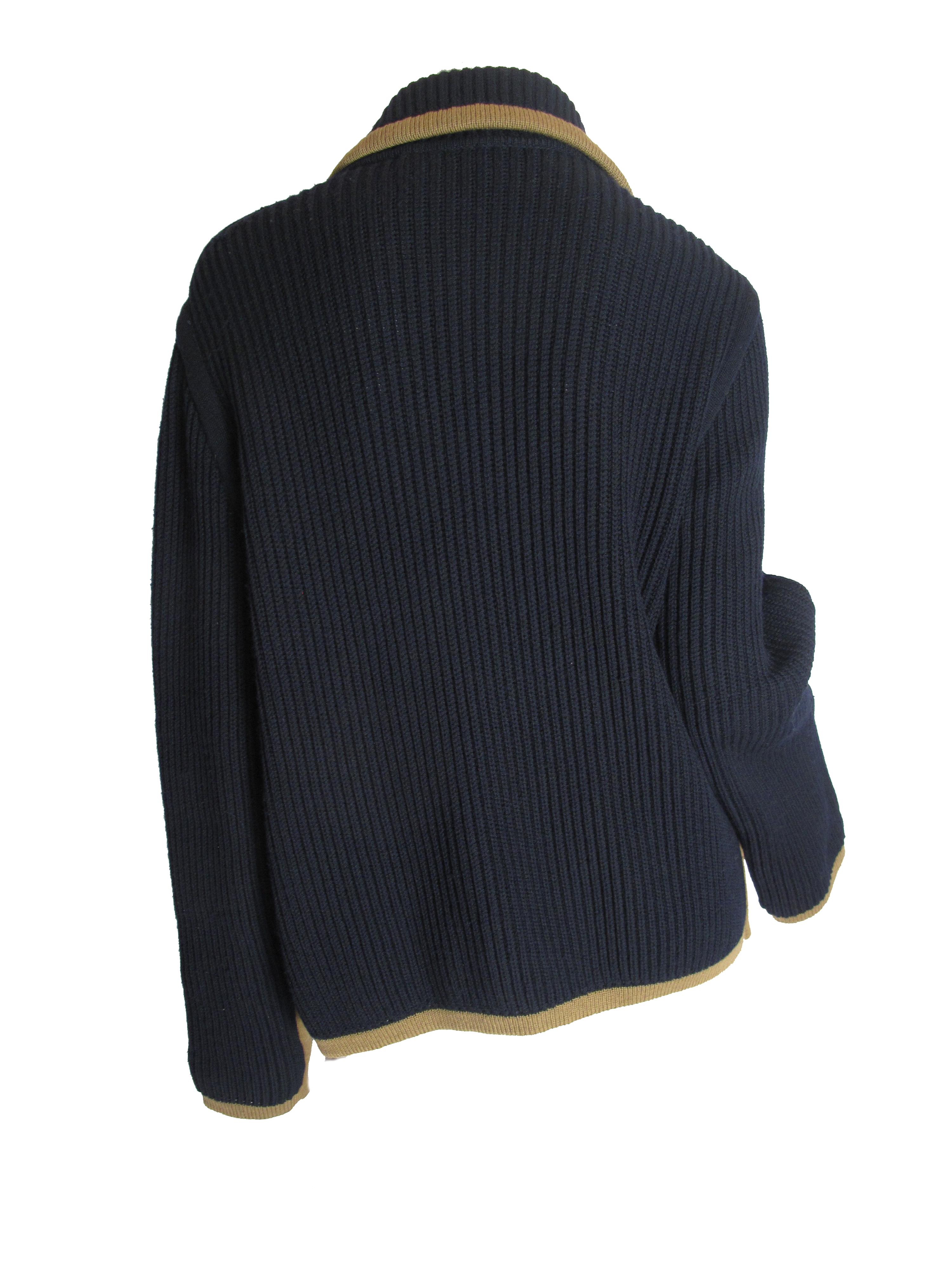 Black Hermes Navy Knit Cardigan