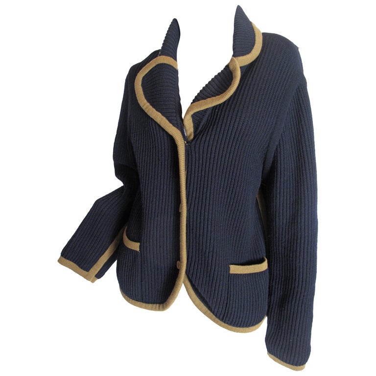 Hermes Navy Knit Cardigan at 1stdibs
