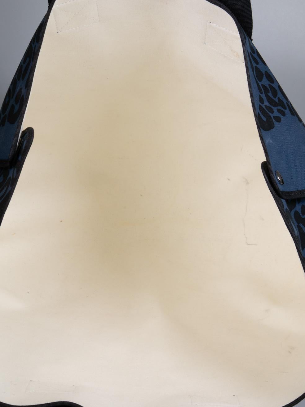 Hermès Navy Leopard Pattern Large Tote Bag 1