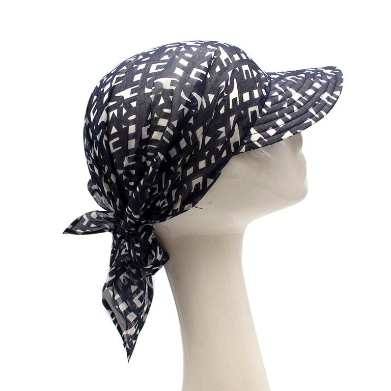 Hermes Navy Logo Print Pointu Solaire Scarf Visor at 1stDibs hermes visor