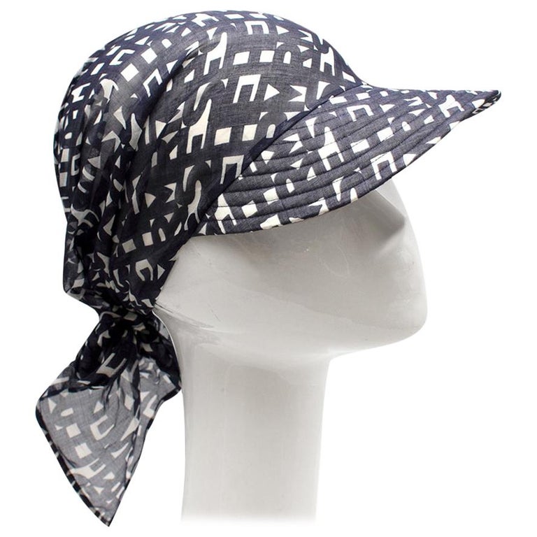 Hermes Navy Logo Print Pointu Solaire Scarf Visor at 1stDibs hermes visor
