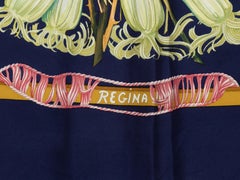 Hermes Navy & Multicolor 'Regina' Silk Scarf