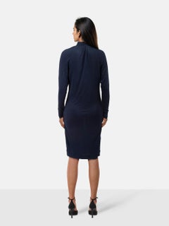 Hermès Navy Neck Tie Dress Size XS