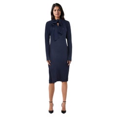 Hermès Navy Neck Tie Dress Size XS
