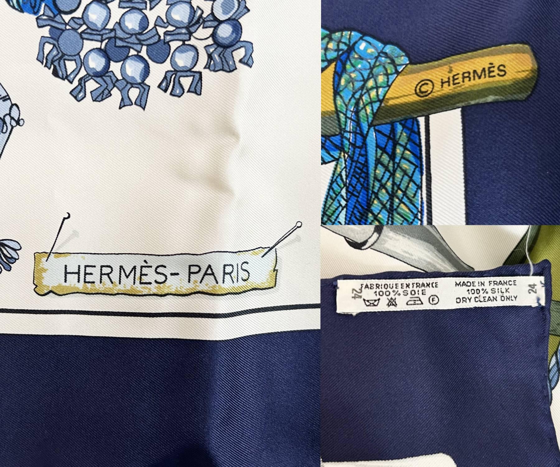 Hermes Navy Passementerie Tassel Scarf In Excellent Condition For Sale In Pasadena, CA