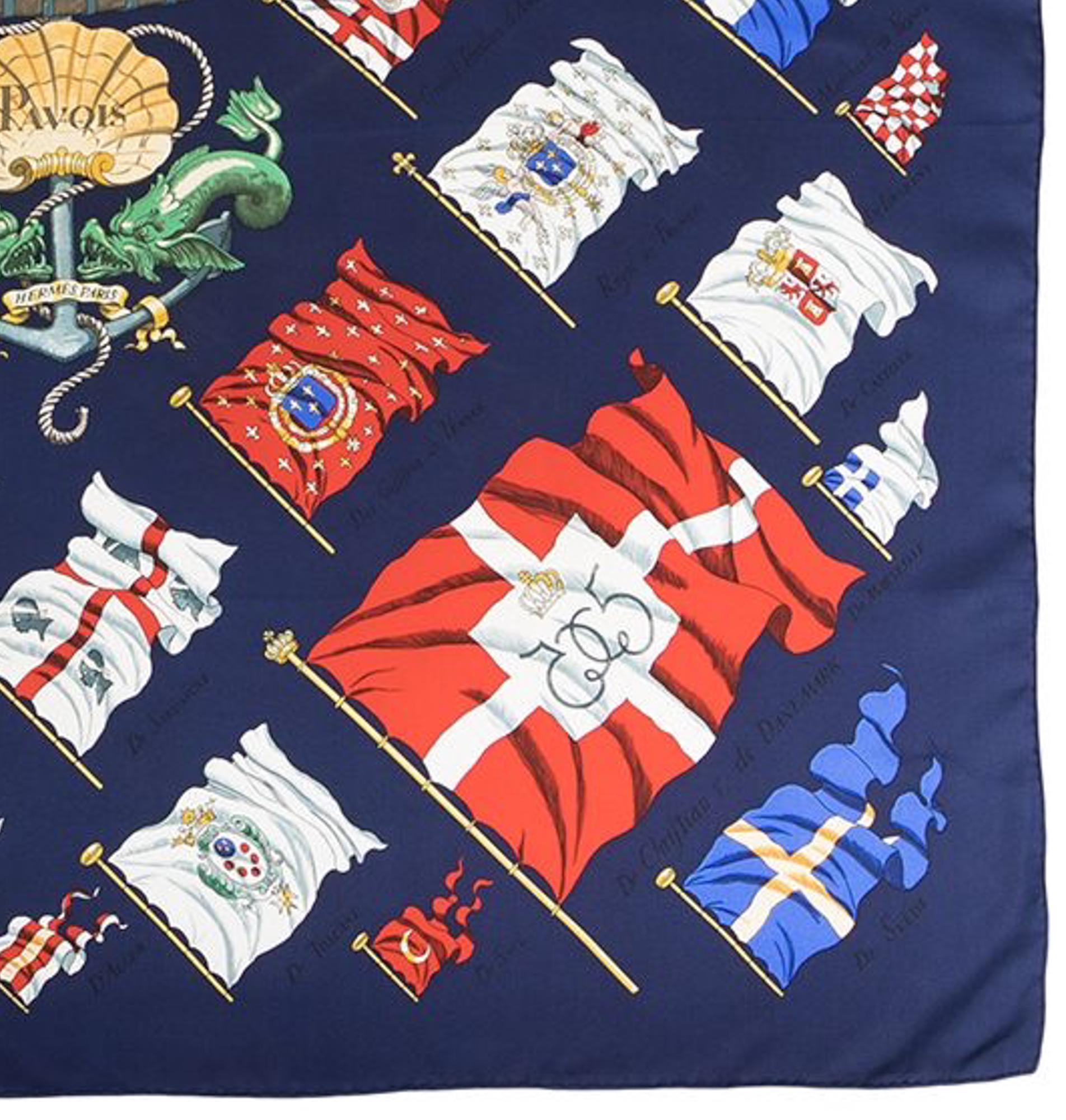 Women's or Men's Hermes Navy Pavois by Ledoux Silk Scarf