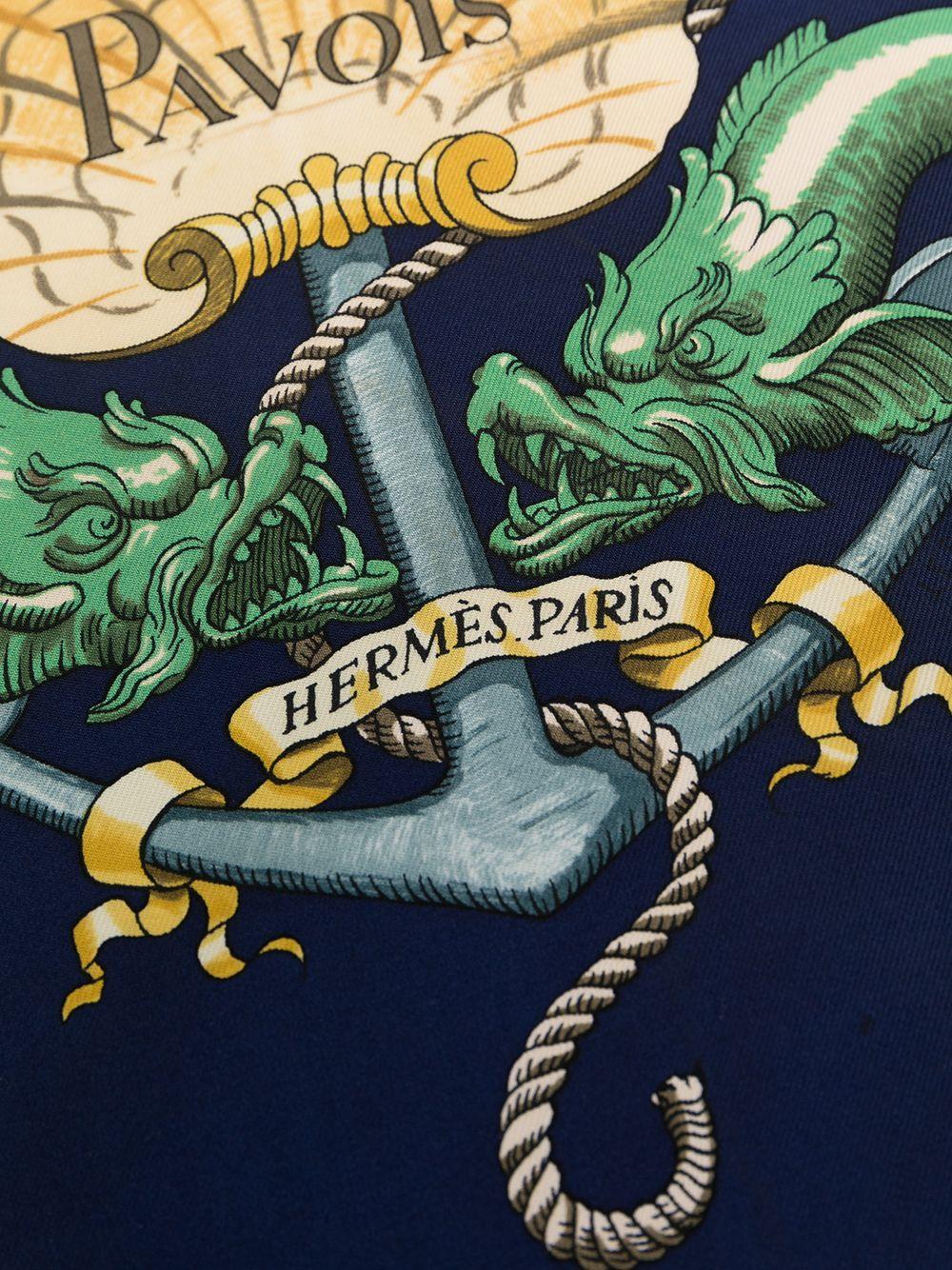 Hermes Navy Pavois by Ledoux Silk Scarf 3