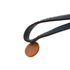 Hermes Navy Petit H 9 Necklace with Silver-Tone Hardware