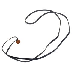 Hermes Navy Petit H 9 Necklace with Silver-Tone Hardware