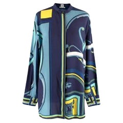 Hermes Navy Printed Silk Shirt